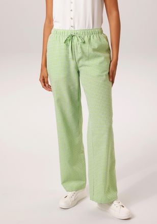 Aniston Schlupfhose ANISTON CASUAL, Damen, Gr. 36, N-Gr, gr&uuml;n, wollwei&szlig;, Web, Obermaterial: 50% Polyester, 49% Baumwolle, 1% Elasthan, kariert, l&auml;ssig geschni