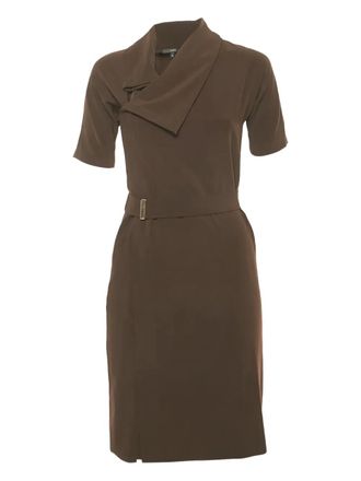 Gucci crossover-neckline mini dress - Brown