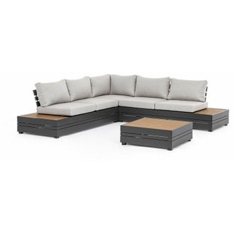 BIZZOTTO Salotto angolare con tavolino Osten struttura in alluminio, per veranda e giardino -Antracite