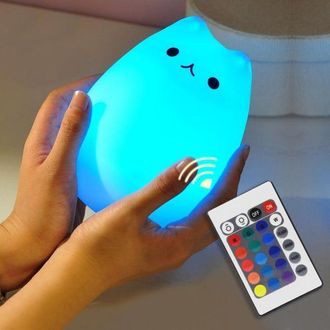 OEM L&aacute;mpara De Noche Infantil, L&aacute;mpara Recargable Multicolor Con Forma De Gato, Luz T&aacute;ctil De Silicona, Luz Led