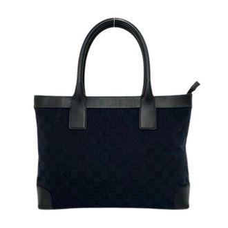 Gucci Pre-owned GG Canvas Leren Tote Bag - Dames - Pre-owned - Blauw - Maat: ONE Size Leer