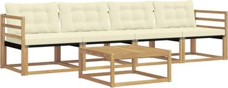 vidaXL Conjunto De Sof&aacute;s De Exterior 5 Uds. Blanco Y Crema Vidaxl