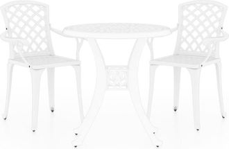 vidaXL vidaXL 3 Piece Bistro Set Cast Aluminium White