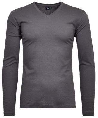 Ragman Langarmshirt RAGMAN, Herren, Gr. XXL, grau (schiefergrau), Baumwolle, regular fit, V-Ausschnitt, Shirts Langarmshirt