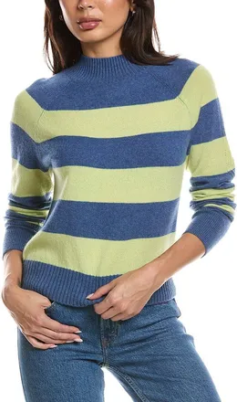 The Cashmere Project The Cashmere Project Striped Mini Mock Neck Cashmere Sweater