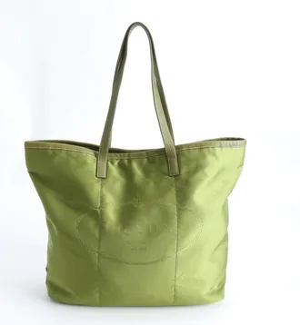 Prada Green Nylon Leather Handbag Shoulder Bag Tote Bag (Pre-Owned)