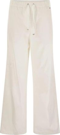 Herno Resort Broek in Katoenlook met Trekkoord - Dames - Wijde Broeken - Wit - M - Katoen - Broeken