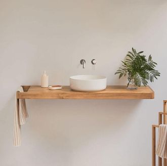 Sklum Conjunto De Mueble De Ba&ntilde;o 130x45 Cm Suspendido En Madera De Teca Neill Sklum