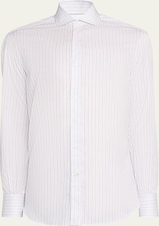 Brunello Cucinelli Mens Cotton Multi-Stripe Button-Down Shirt