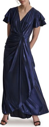 DKNY Faux Wrap Maxi Dress in Spring Navy at Nordstrom Rack, Size 14