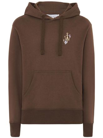 J.W.Anderson embroidered cotton hoodie - men - Cotton - S - Brown