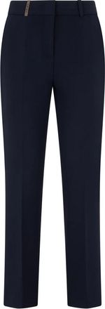 PESERICO Slim Fit Chino Broek met Achterzakken - Dames - Straight fit broeken - Blauw - S - Katoen - Broeken