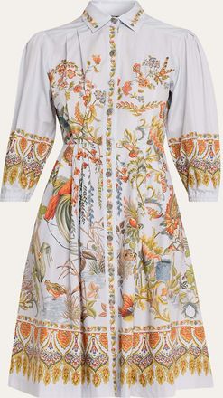Etro Flora And Fauna Blouson-Sleeve Shirtdress