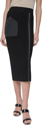 DKNY Zipper Slit Midi Sweater Skirt in Black at Nordstrom, Size Xx-Small