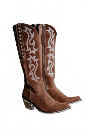 Liberty Black Womens Regular Calf Suede Boot In Chocolate