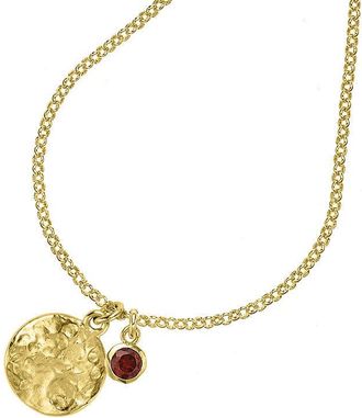 Dower & Hall Hammered Disc & 5mm Garnet Array Pendant