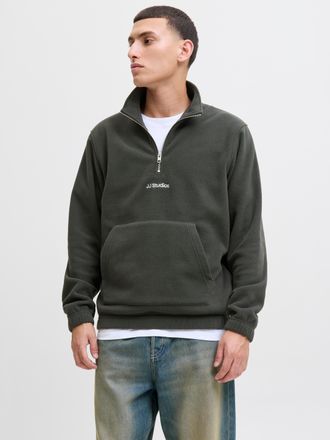 Jack & Jones Sweatshirt JACK & JONES JJSOHO HALFZIP FLEECE, Herren, Gr. S, rosin, angeraute Sweatware, Obermaterial: 100% Polyester, unifarben, regular fit normal,