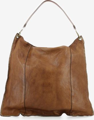 Campomaggi Borsa a spalla Elsa in pelle con borchie cognac