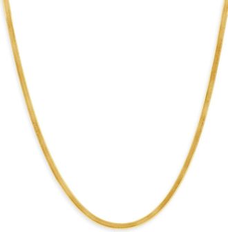 Pompeii3 14k Yellow Gold 4.8MM Herringbone Necklace Womens 18 Chain