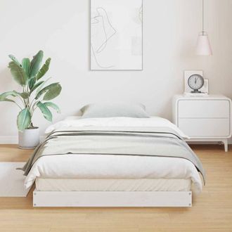 Berkfield Home Floor Bed Frame 100x220 cm Solid Wood Pine in White