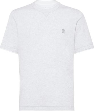 Brunello Cucinelli Logo Geborduurd Sweatshirt - Heren - T-shirts - Grijs - XL - Katoen - Tops