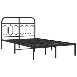 Berkfield Home Metal Bed Frame without Mattress with Headboard Black 120x190cm | Size: 120x190 cm