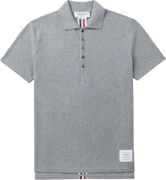 Thom Browne Center-Back Stripe Piqué polo top - men - Cotton - 00 - Grey
