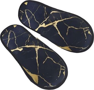 Generic Cotton Slippers Marble Cozy Camping Slippers Lightweight Anti-Slide Slipper For Home Winter Spa L