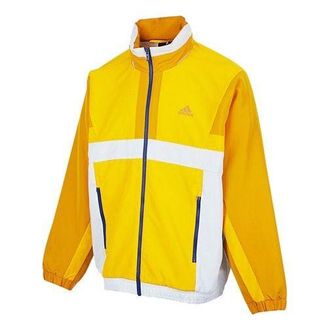 adidas Training Series Zipper Stand Collar Hooded Long Sleeves Logo Jacket Yellow H39327