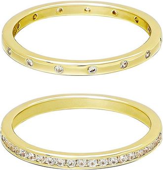 Adornia Adornia Set Of 2 14K Plated 1/2 Eternity And Dotted Band Ring Set