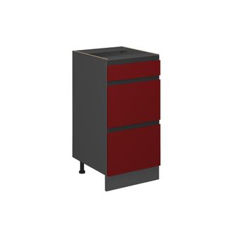 Vicco Mueble Bajo De Cocina R-line, Rojo, 40 Cm En Forma De J, Con Cajones, Sin Encimera Vicco