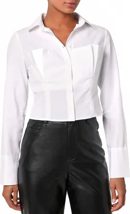 Lulus Sophisticated Twist Cropped Bustier Button-Up Top In White