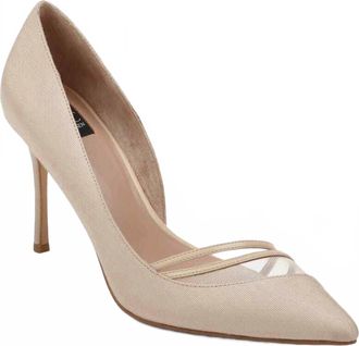 Zac Posen Womens Valerian Canvas Pointed Toe Half Dorsay Pumps In Beige