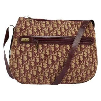 Dior Pre-owned Cross Body Bags, female, Red, Size: ONE SIZE Pre-owned Vintage Trotter Canvas Shoulder Bag