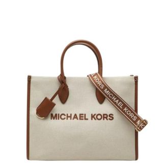 Michael Kors Pre-owned Canvas Shoulder Tote - Dames - Pre-owned - Beige - Maat: ONE Size Leer