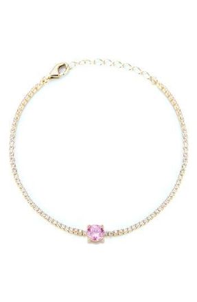 Sphera Milano 14K Gold Plated Cubic Zirconia Tennis Bracelet in Gold/pink at Nordstrom Rack