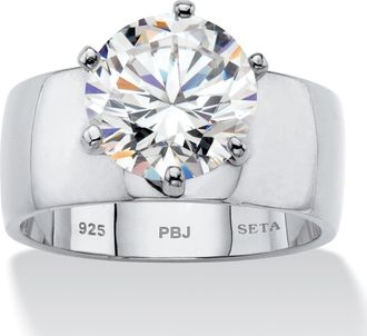 Palm Beach Jewelry 4 TCW Round Cubic Zirconia Solitaire Ring in.925 Sterling Silver
