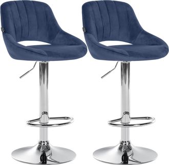 Clp Juego De 2 Taburetes De Bar Milet De Terciopelo Azul
