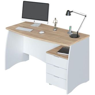 Mirakemueble Mesa Escritorio Estil Despacho Blanco Artik Y Roble Canadian 136x67x74 Cm