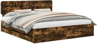 vidaXL Estructura De Cama Roble Ahumado 200 X 200 Cm Madera Ingenieril Vidaxl