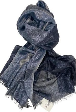 Alviero Martini 1A Classe Stola Geo Lurex - Dames - Wintersjaals - Blauw - ONE Size - Polyester - Accessoires