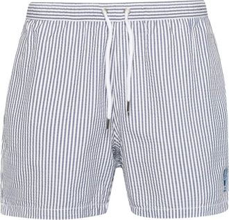 Maison Labiche Lobster striped seersucker swim shorts - men - Polyamide/Cotton/Polyester - L - White