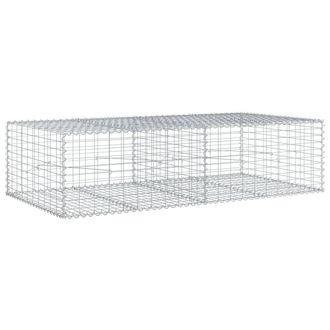 Berkfield Home Gabion Basket with Cover 200x100x50 cm Galvanised Iron in Silver | Size: 200 x 100 x 50 cm