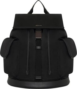 Kiton Luxe Lederen Reisrugzak - Heren - Rugzakken - Zwart - ONE Size - Leer - Tassen