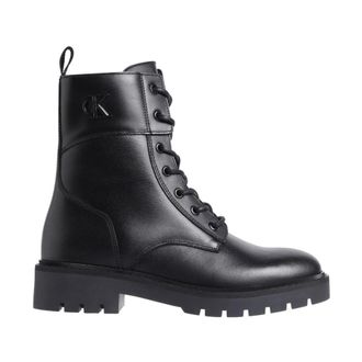 Calvin Klein Jeans Zwarte Combat Zip Enkellaarzen - Dames - Veterlaarzen - Zwart - 41 EU - Schoenen