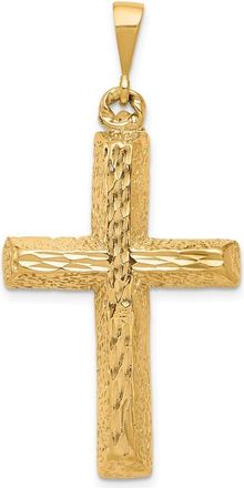 Diamond2Deal 10k Yellow Gold Diamond-cut Cross Pendant
