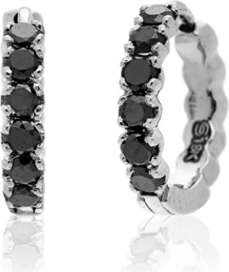 Sethi Couture Black Diamond Huggie Hoop Earrings in White Gold at Nordstrom