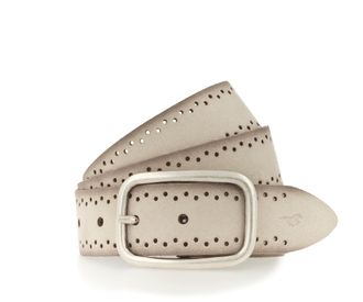 Mustang Lederg&uuml;rtel MUSTANG, Damen, Gr. 105, beige (dunkelvanille), Rindsleder, gemustert, unifarben, G&uuml;rtel Lederg&uuml;rtel, Robustes, genarbtes Rindsleder mit L