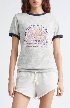 Golden Goose Journey Graphic Ringer T-Shirt in Grey Melange/navy at Nordstrom, Size X-Small