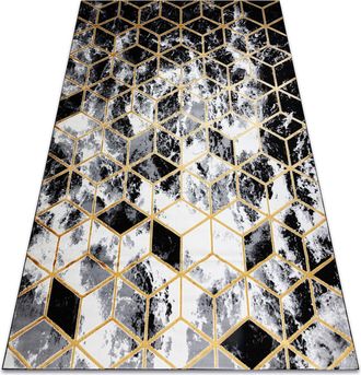 RugsX Rugsx - Alfombra Moderno 3d Gloss 409a 82 Cubo Elegante, Glamour, Art Deco Negro / Oro / Gris Black 240x330 Cm